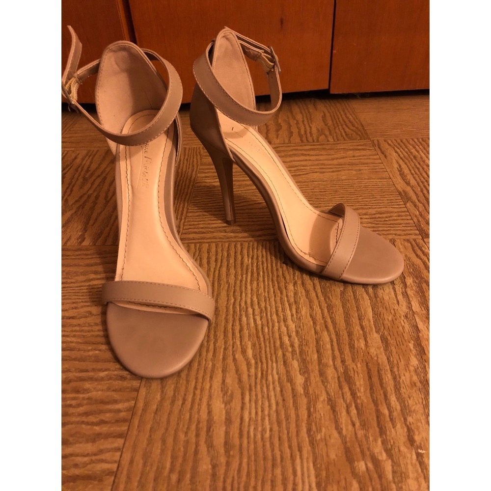 Nude stiletto heels with ankle strap